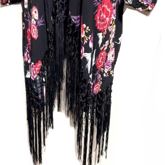 🌟SALE🌟🌺TORRID Crane Bird Print Floral Print Kimono🌺 - Picture 6 of 12